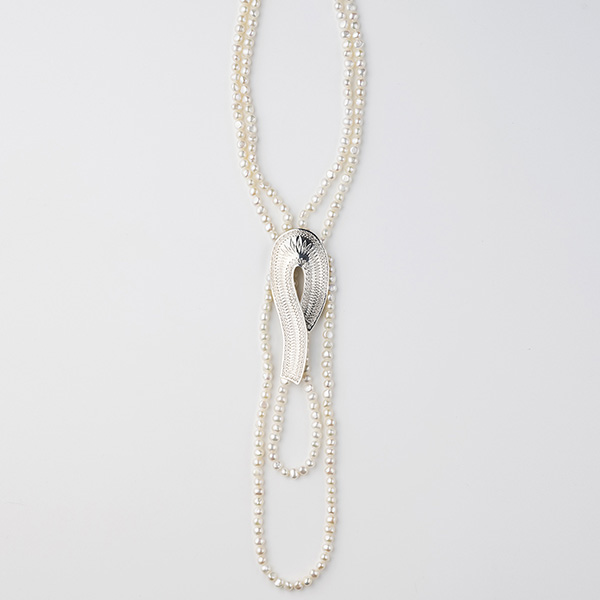 TEUCHI FLOW PLATE PEARL NECKLACE