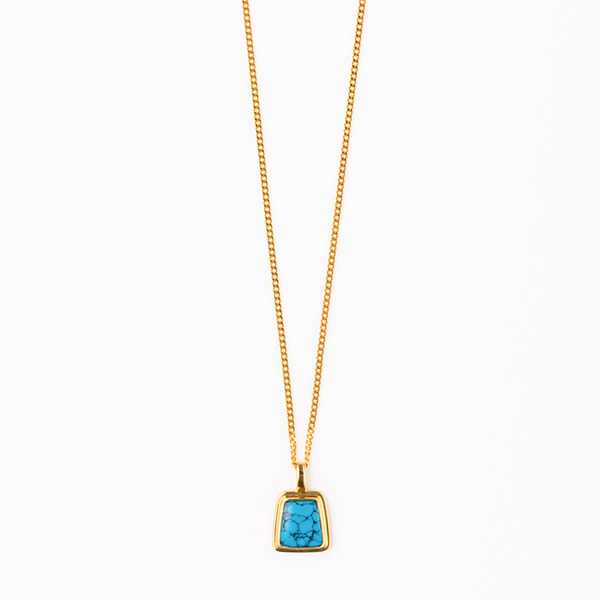 SQUARE STONE CHARM NECKLACE