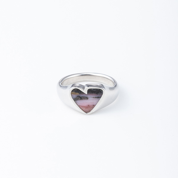 ROUGH HEART PINK OPAL STONE RING